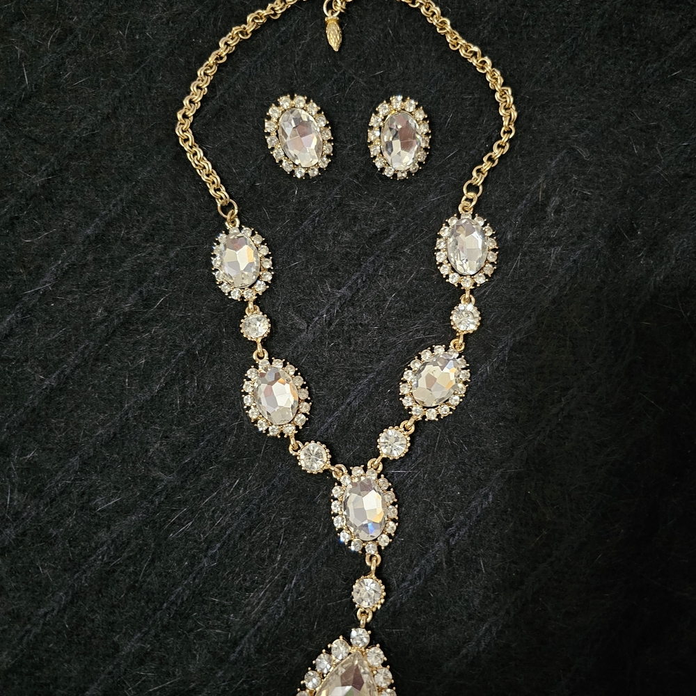 Gold and Silver Crystal Necklace Set